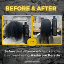 MasterPro Coconut Brazilian Keratin Treatment Before and After - Witness the remarkable transformation to sleek, smooth, and frizz-free hair